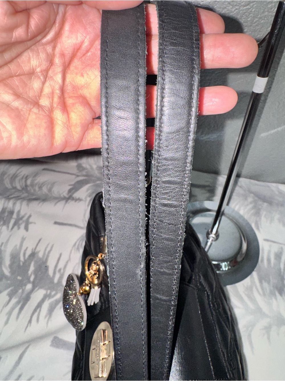 kate spade Black Quilted Shoulder Bag with Gold Hardware and Heart Charm - Picture 8 of 17